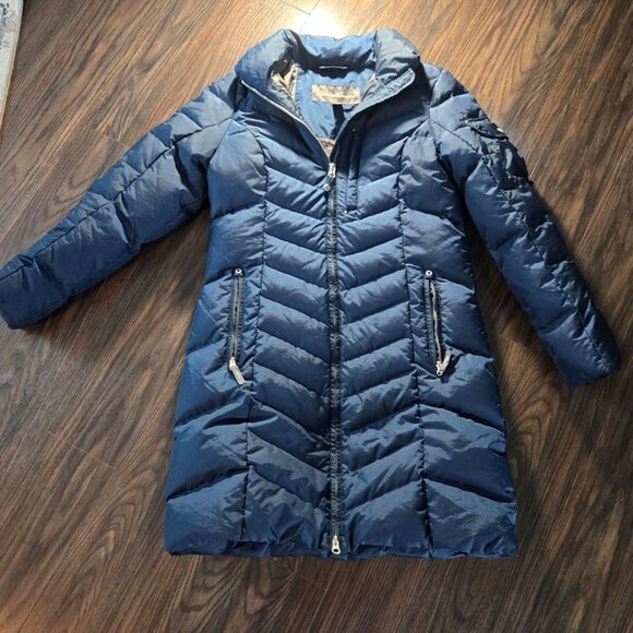 EDDIE BAUER Midi Length Navy Blue Down Filled Puffer Parka Coat NWOT/SIZE PS - Picture 8 of 11